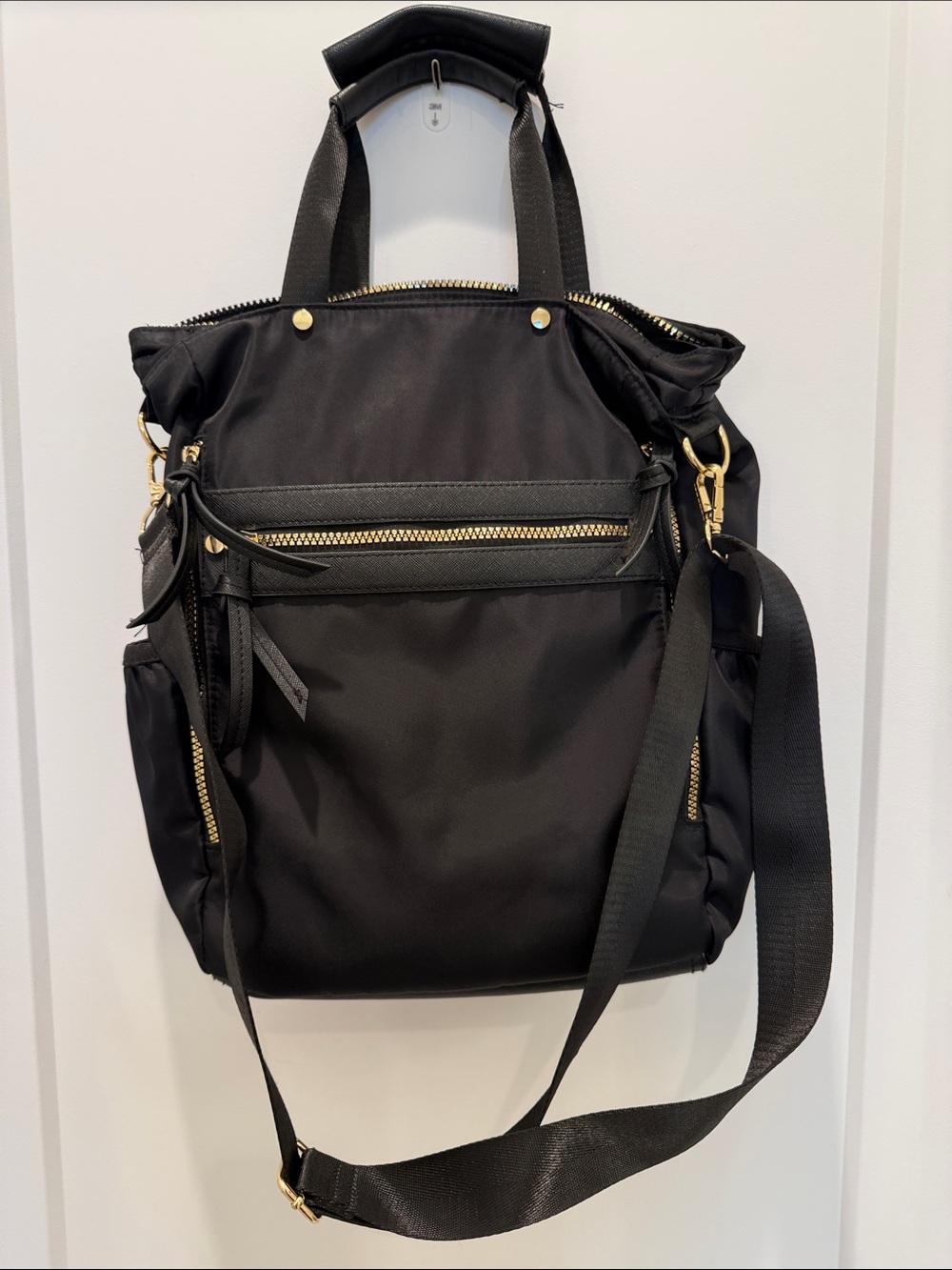 Laundry By Shelli Segal Black Nylon Laptop Tote with Gold Hardware